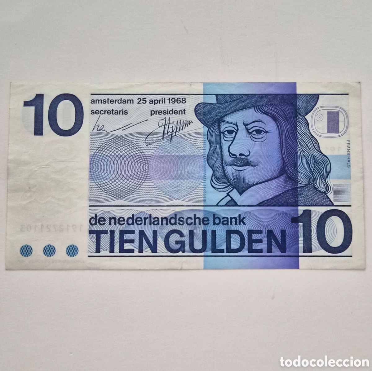 Billetes extranjeros: Pa&iacute;ses Bajos &ndash; 10 Florines 1968 &ndash; Frans Hals &ndash; Billete