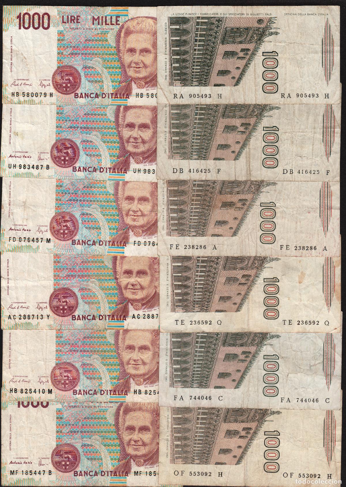 Billetes extranjeros: ITALIA. 12 x 1000 lire. 6xMarco Polo + 6xMontessori.