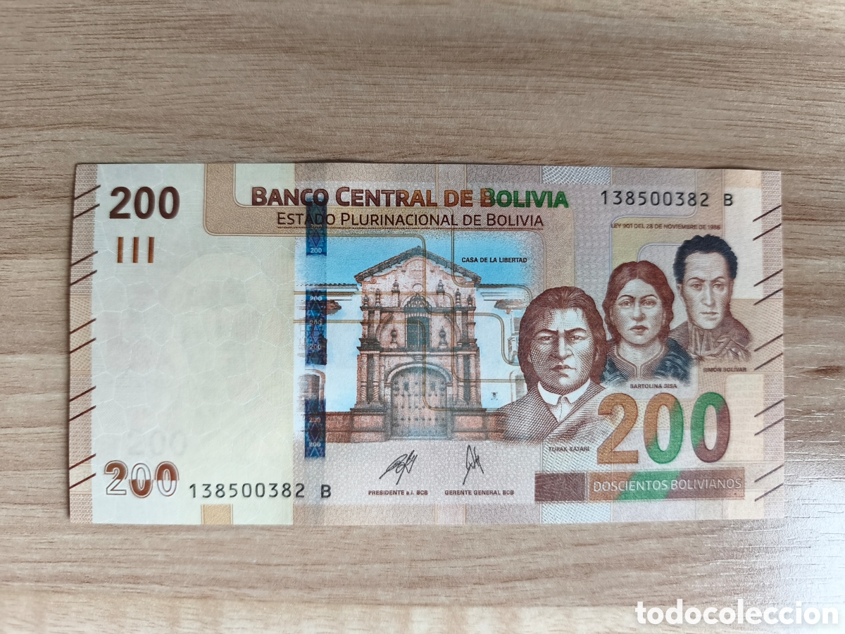Billetes extranjeros: 200 bolivianos Bolivia unc