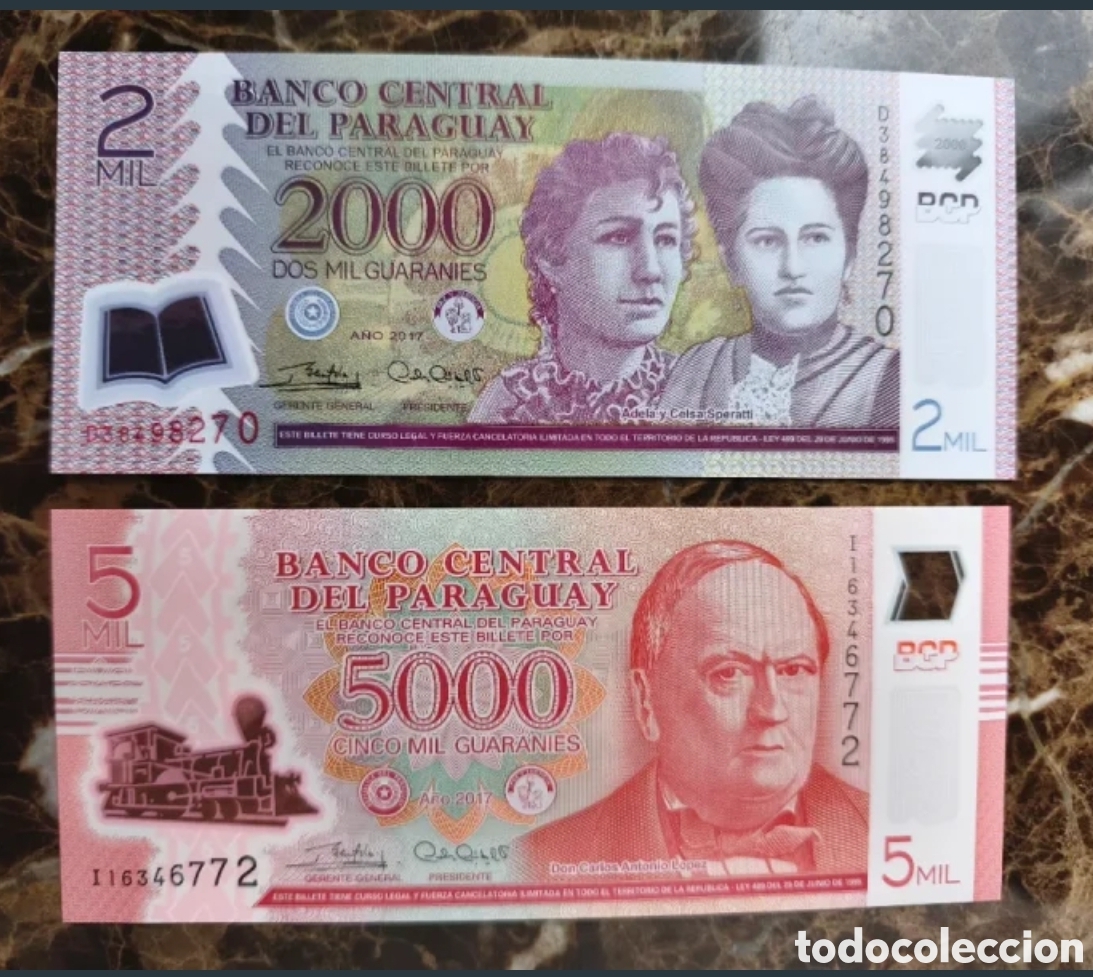 Billetes extranjeros: Lote 2 billetes Paraguay 2017 unc