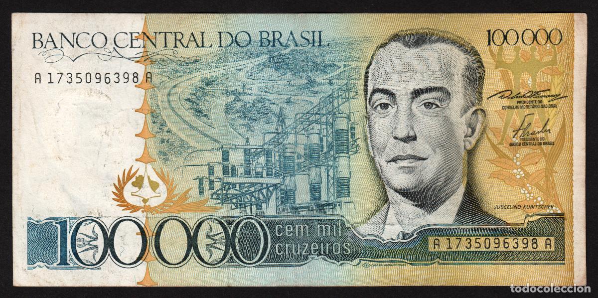 Billetes extranjeros: BRASIL (BRAZIL). 100000 cruzeiros (1985). Pick 205.