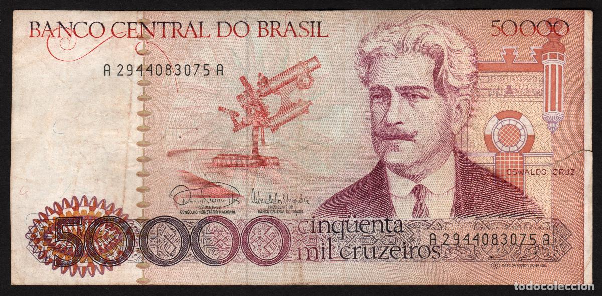 Billetes extranjeros: BRASIL (BRAZIL). 50000 cruzeiros (1984). Pick 204 c.