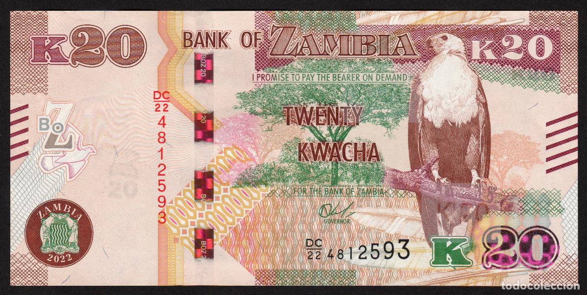Billetes extranjeros: ZAMBIA. 20 kwacha 2022. S/C. Fauna. Antilope.