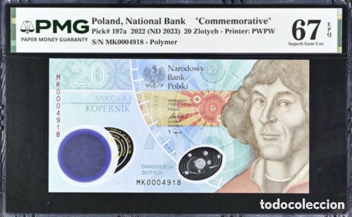 Billetes extranjeros: Billete Polonia 20 Zlotych 2023 PMG 67 p197a Commemorative