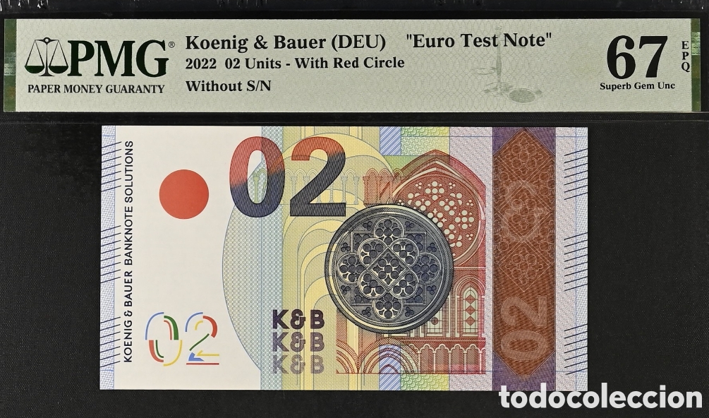 Billetes extranjeros: Billete prueba Euro Test Note 2022,: PMG 67 EPQ