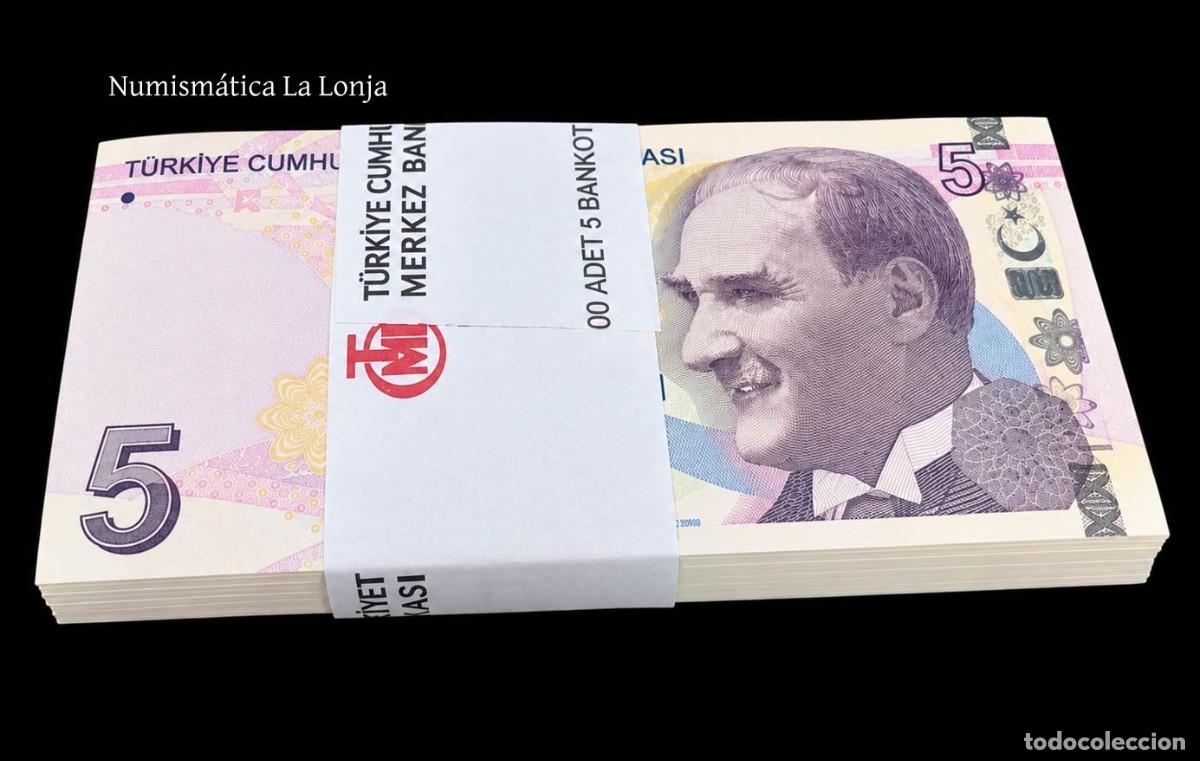 Billetes extranjeros: Turquia Taco 100 billetes 5 Lira L. 1970/2009 (2026) Pick 222g Nueva Firma Sc Unc