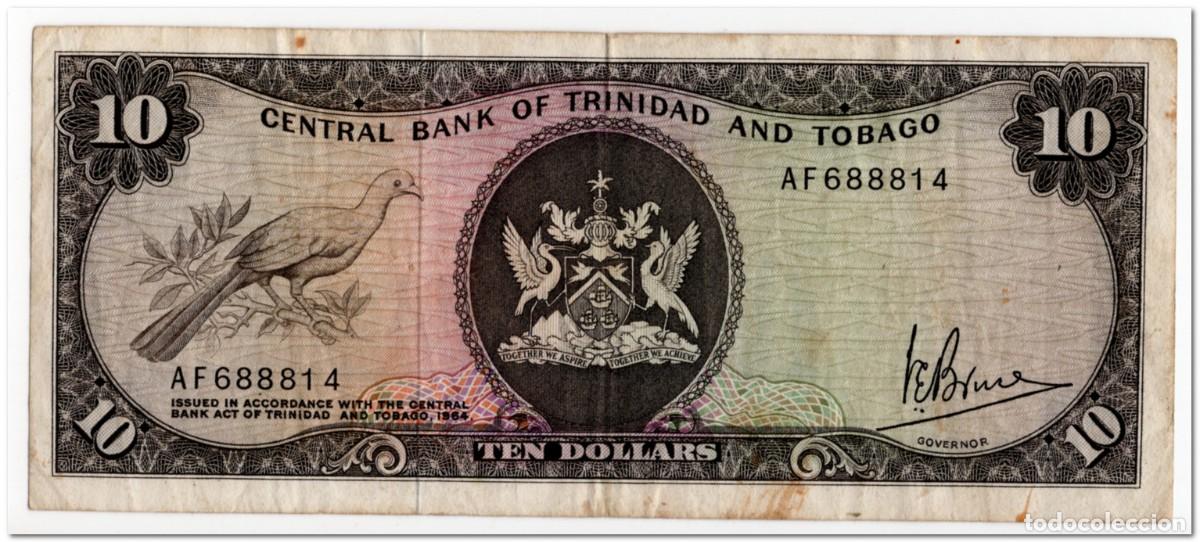 Billetes extranjeros: TRINIDAD AND TOBAGO,10 DOLLARS,L.1964(1977),P.32,F-VF