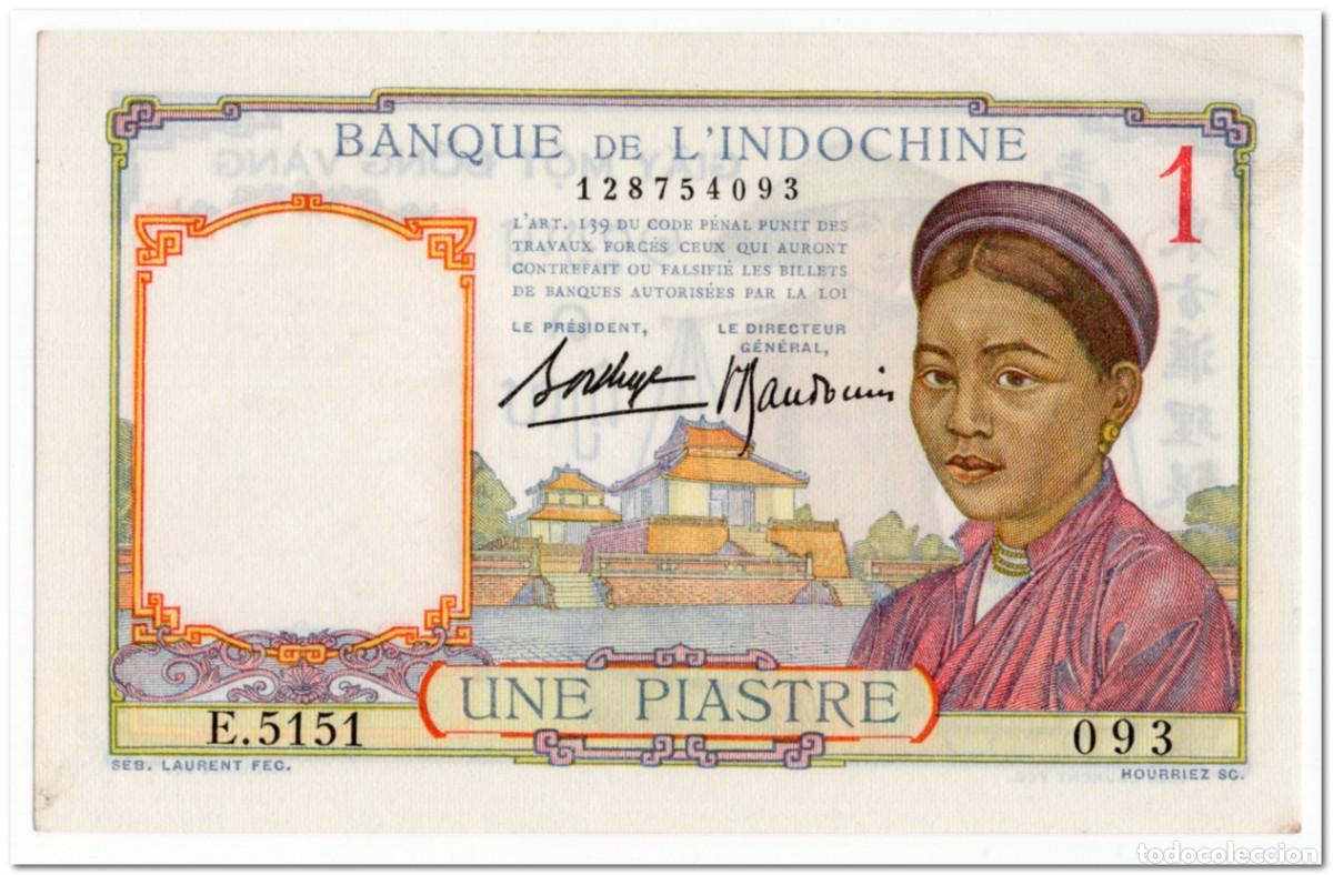 Billetes extranjeros: FRENCH INDO- CHINA,1 PIASTRE,1936,P.54b,AU