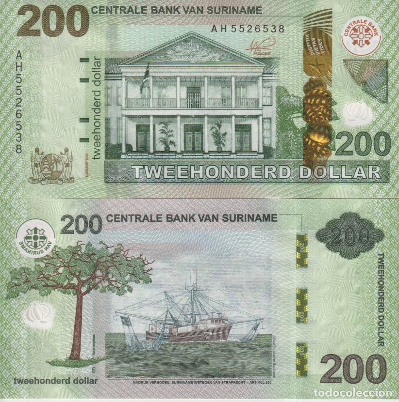 Billetes extranjeros: Suriname 200 gulden del 2004 Pick W 166 A SC/UNC