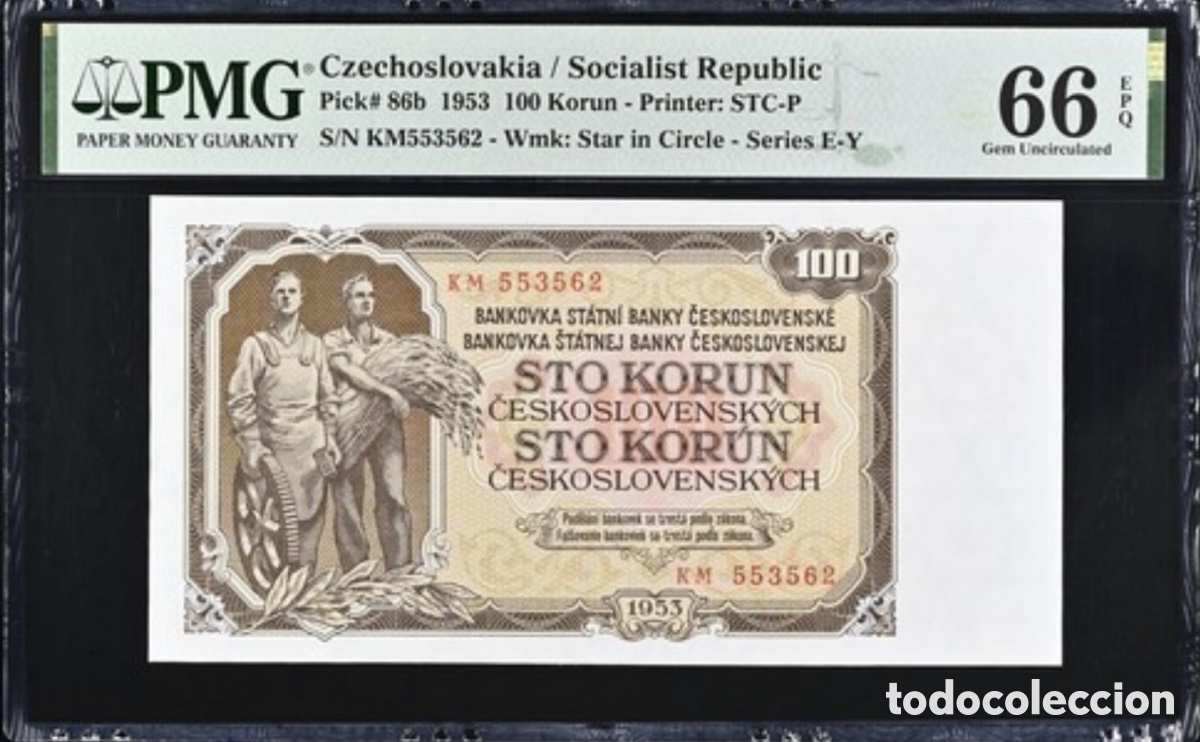 Billetes extranjeros: Billete Czechoslovaquia 100 Korun 1953 PMG 66 p86a