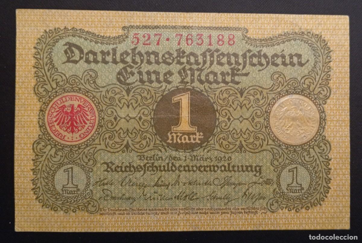 Billetes extranjeros: Alemania 1 marco 1920 pick 58 sello seco (MBC+)