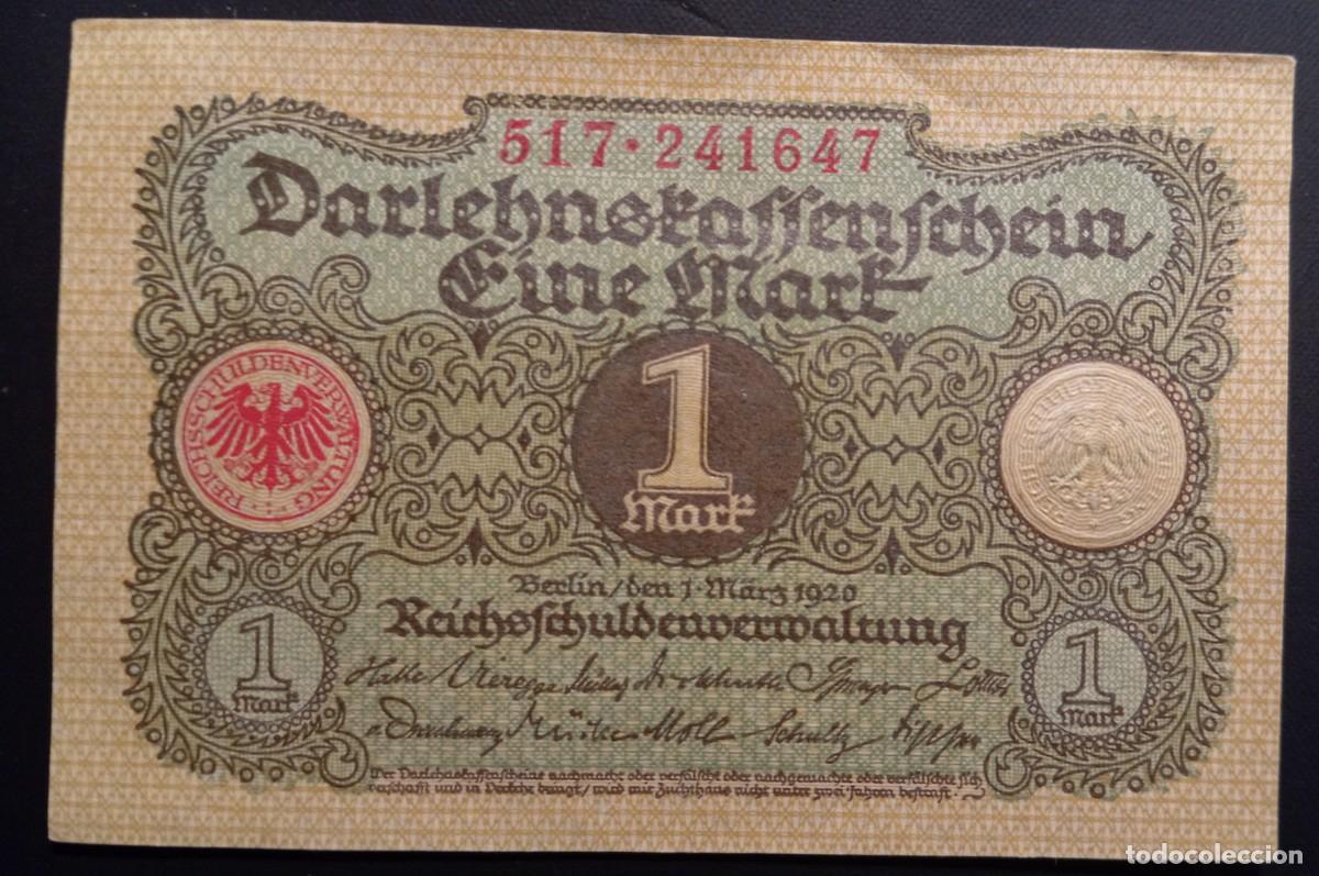 Billetes extranjeros: Alemania 1 marco 1920 pick 58 sello seco (EBC+)