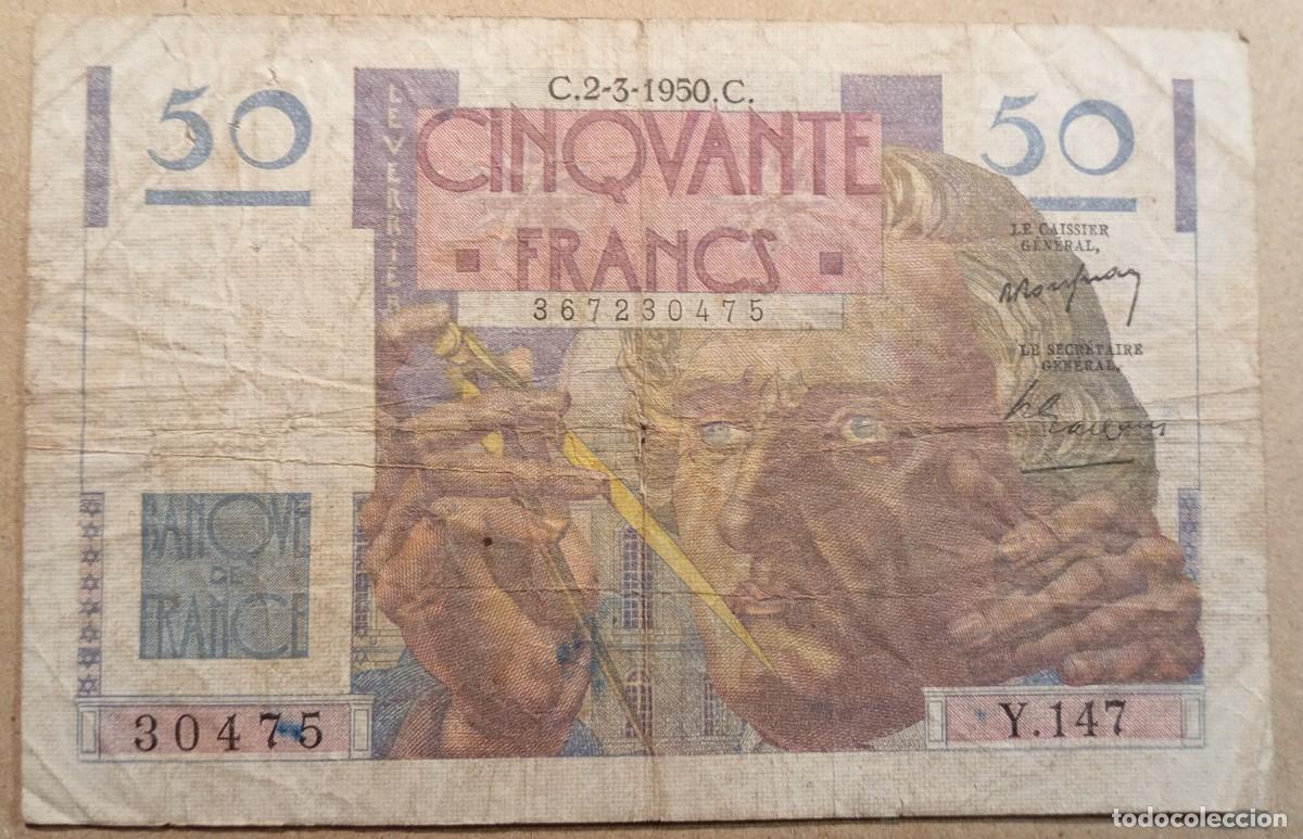 Billetes extranjeros: Francia 50 francos 1950 pick 127C (BC)