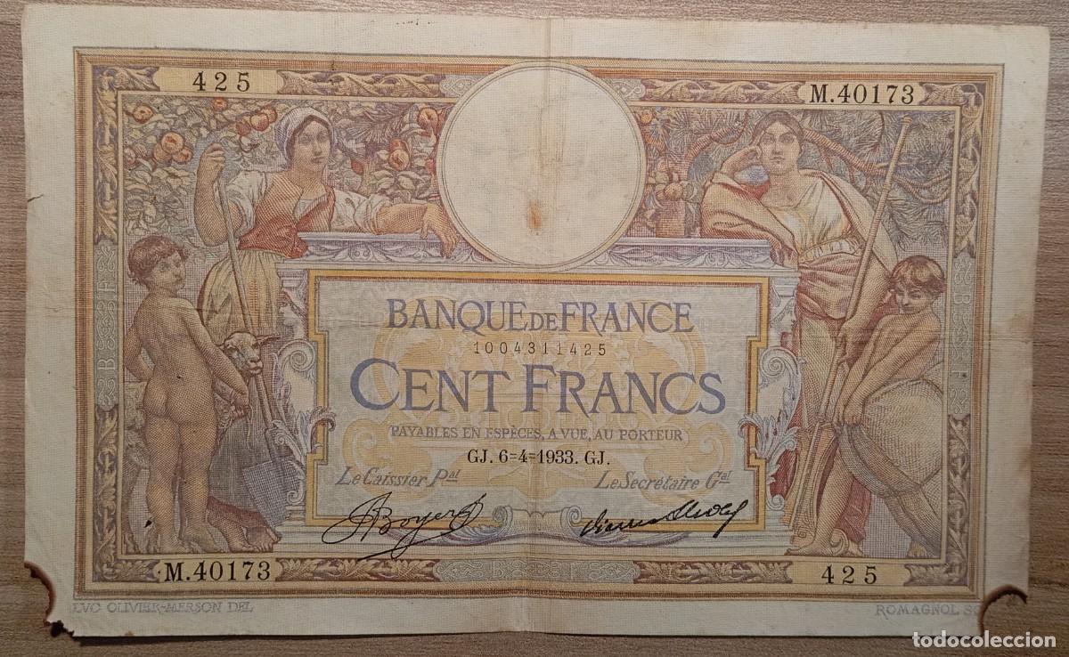 Billetes extranjeros: Francia 100 francos 1933 pick 78B - Foto 1