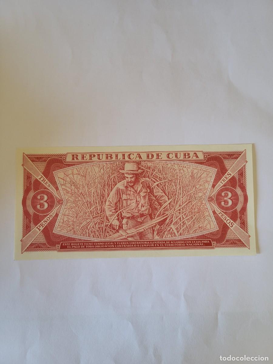Billetes extranjeros: Billete 3 Pesos Cuba 1988 - Foto 2