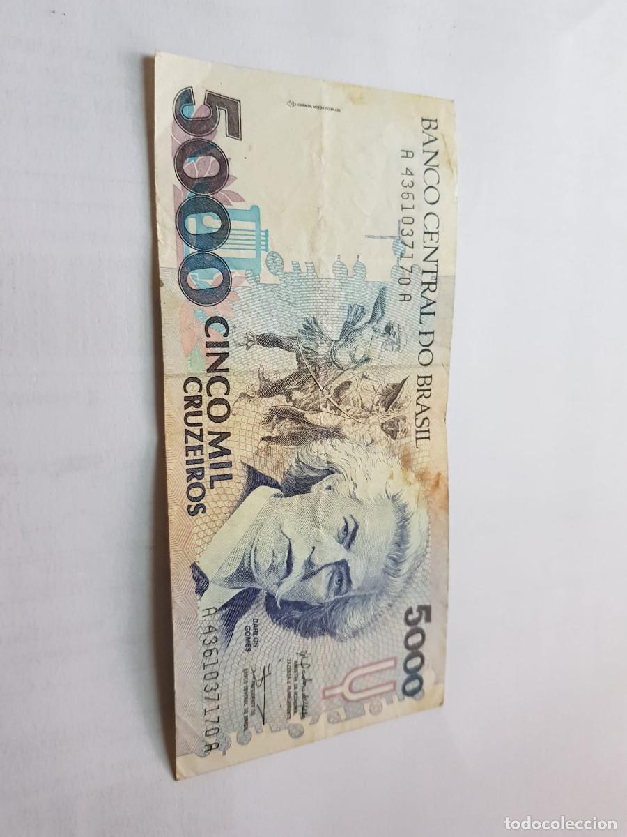 Billetes extranjeros: BRASIL- 5000 CRUZEIROS- 1993