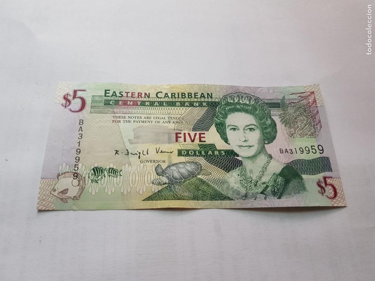 Billetes extranjeros: ESTADOS DEL CARIBE-5 DOLARES-2008