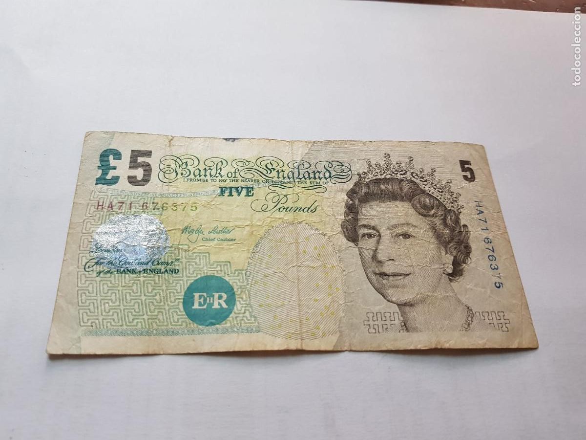 Billetes extranjeros: INGLATERRA-5 LIBRAS- 1990