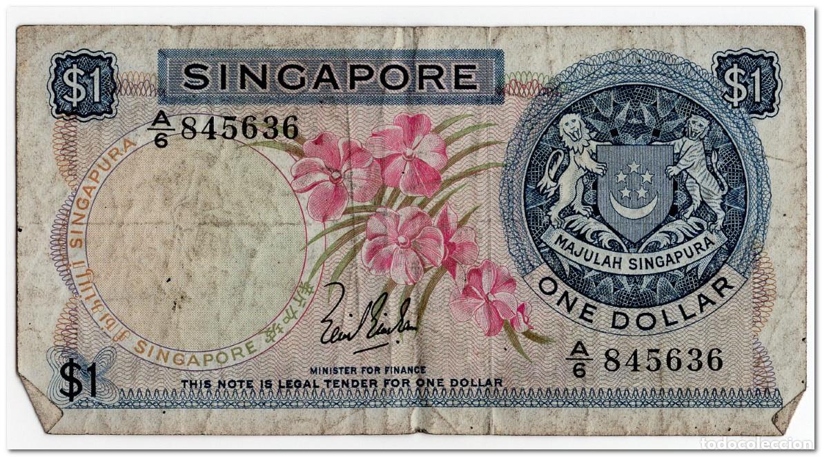 Billetes extranjeros: SINGAPORE,1 DOLLAR,1967,P.1a,aF