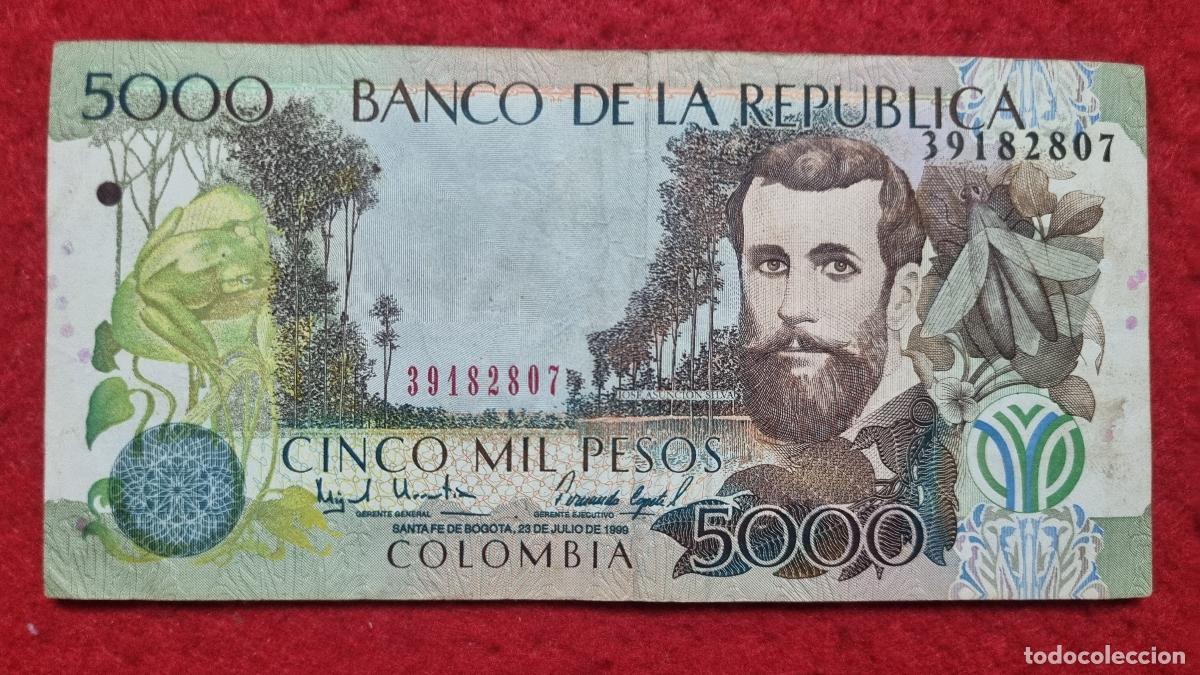 Billetes extranjeros: BILLETE COLOMBIA 5000 PESOS 1999 MBC ORIGINAL Q11