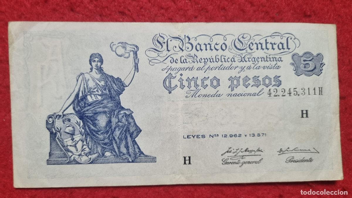 Notas Internacionais: BILLETE REPUBLICA ARGENTINA 5 PESOS 1947 EBC ORIGINAL Q11