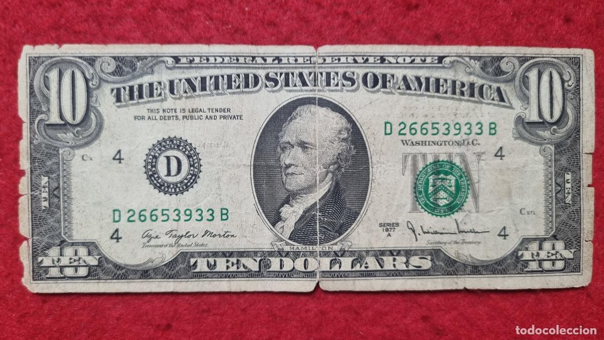 Billetes extranjeros: BILLETE USA ESTADOS UNIDOS 10 DOLARES DOLLARS 1977 MAL ESTADO ORIGINAL Q11
