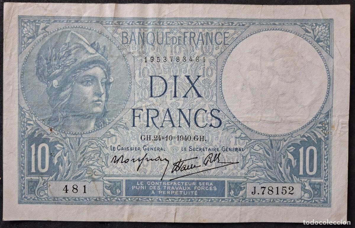 Billetes extranjeros: Francia 10 francos 1940 pick 84 (MBC+)
