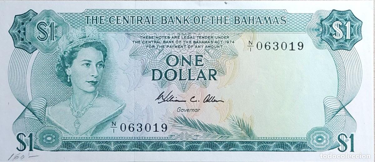 Billetes extranjeros: LOTE DE 2 BILLETES ( THE CENTRAL BANK OF BAHAMAS) 1 DOLLAR Y 5 DOLLAR 1974 UNC/ PLANCHA