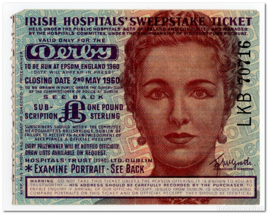 Billetes extranjeros: IRISH HOSPITALS, SWEEPSTAKE TICKET,1960,XF