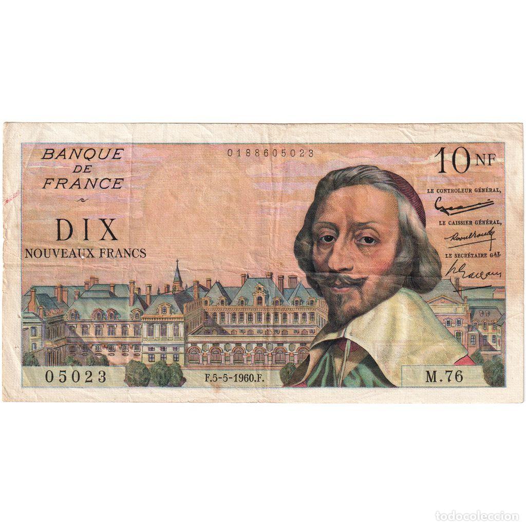 Billetes extranjeros: [#1185490] Francia, 10 Nouveaux Francs, Richelieu, 1960-05-05, M.76, BC