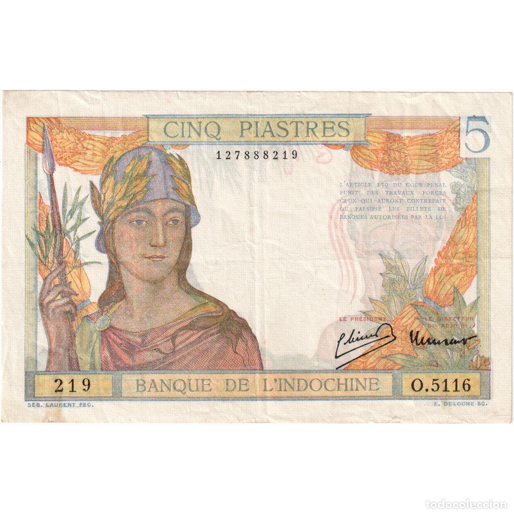 Billetes extranjeros: [#1185531] Indochina Francesa, 5 Piastres, BC+