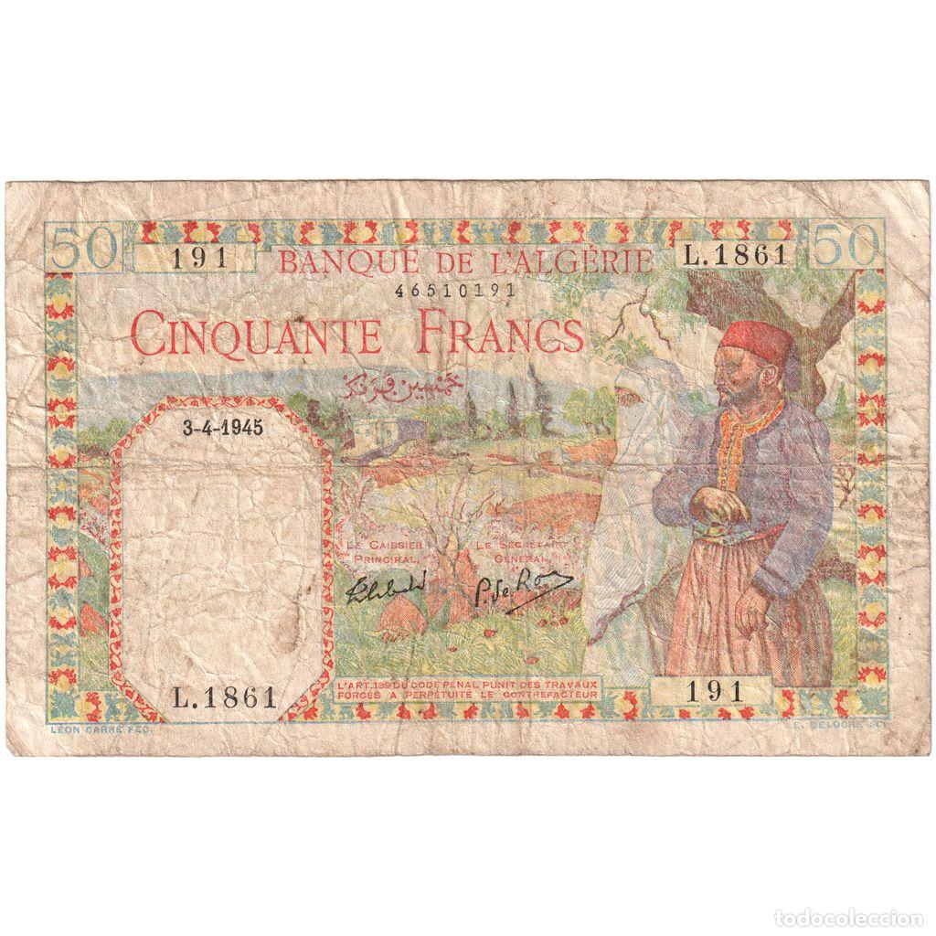 Billetes extranjeros: [#1185536] Algeria, 50 Francs, 1945-04-03, BC