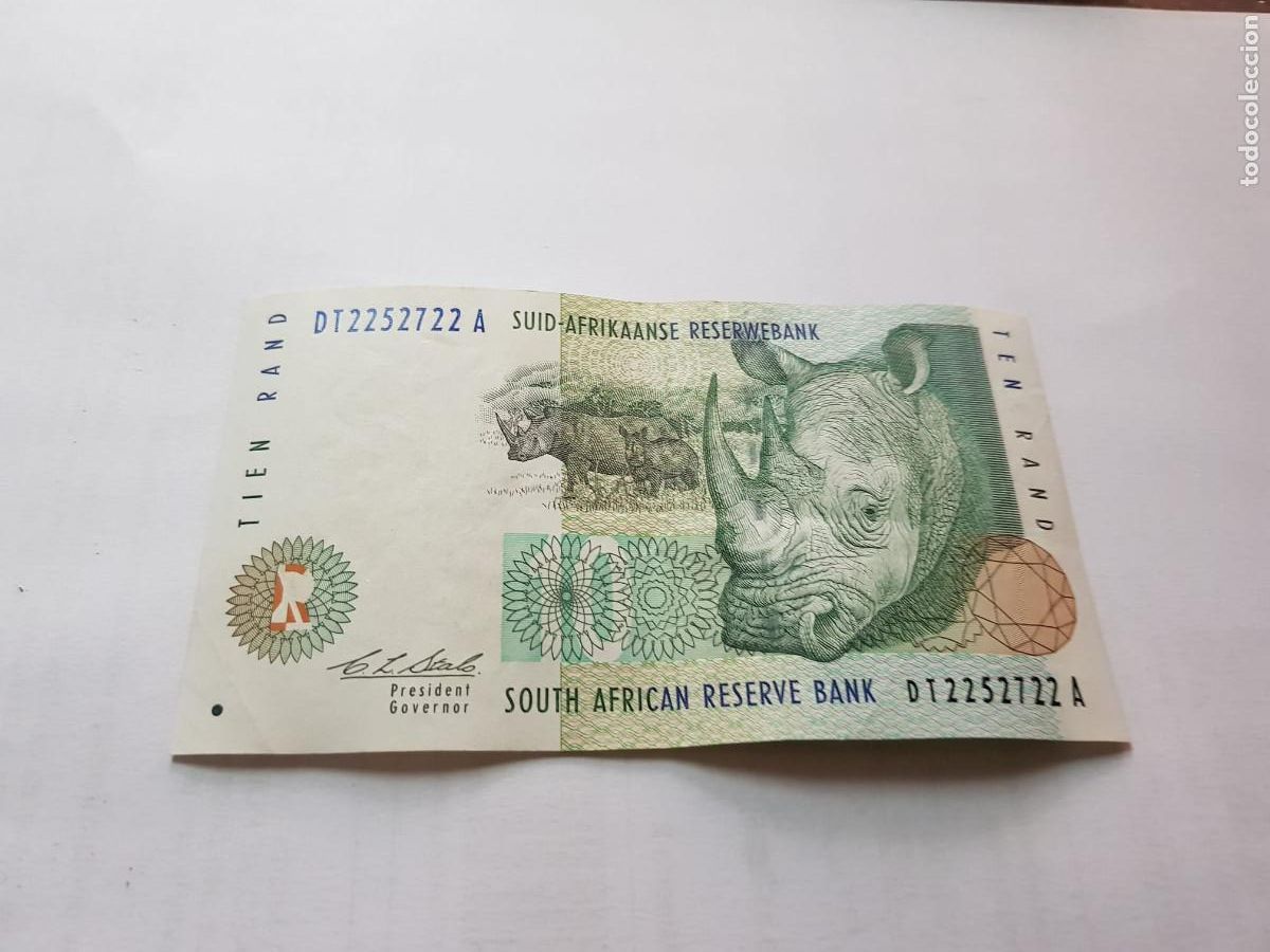 Billetes extranjeros: SUDAFRICA-10 RAND-1993