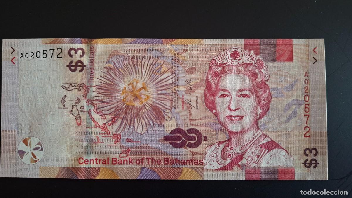 International Banknotes: BAHAMAS 3 D&Oacute;LARES 2019 P-77Aa SC