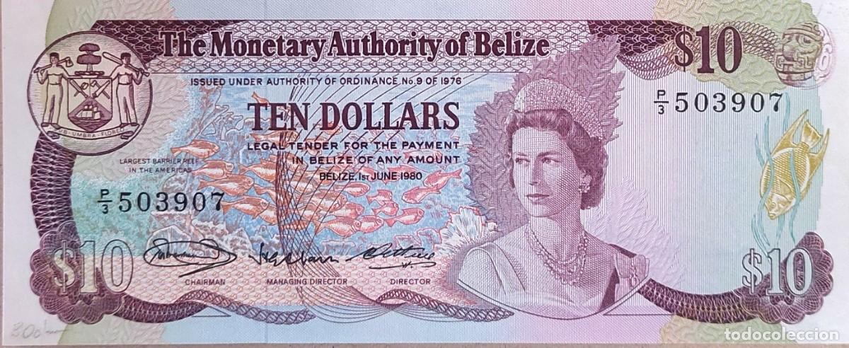 Billetes extranjeros: BILLETE DE 10 DOLLAR ( THE MONETARY AUTHORITY OF BELICE ) 1980 UNC/ PLANCHA