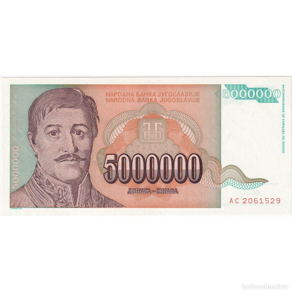 Billetes extranjeros: [#1185475] Yugoslavia, 5,000,000 Dinara, UNC