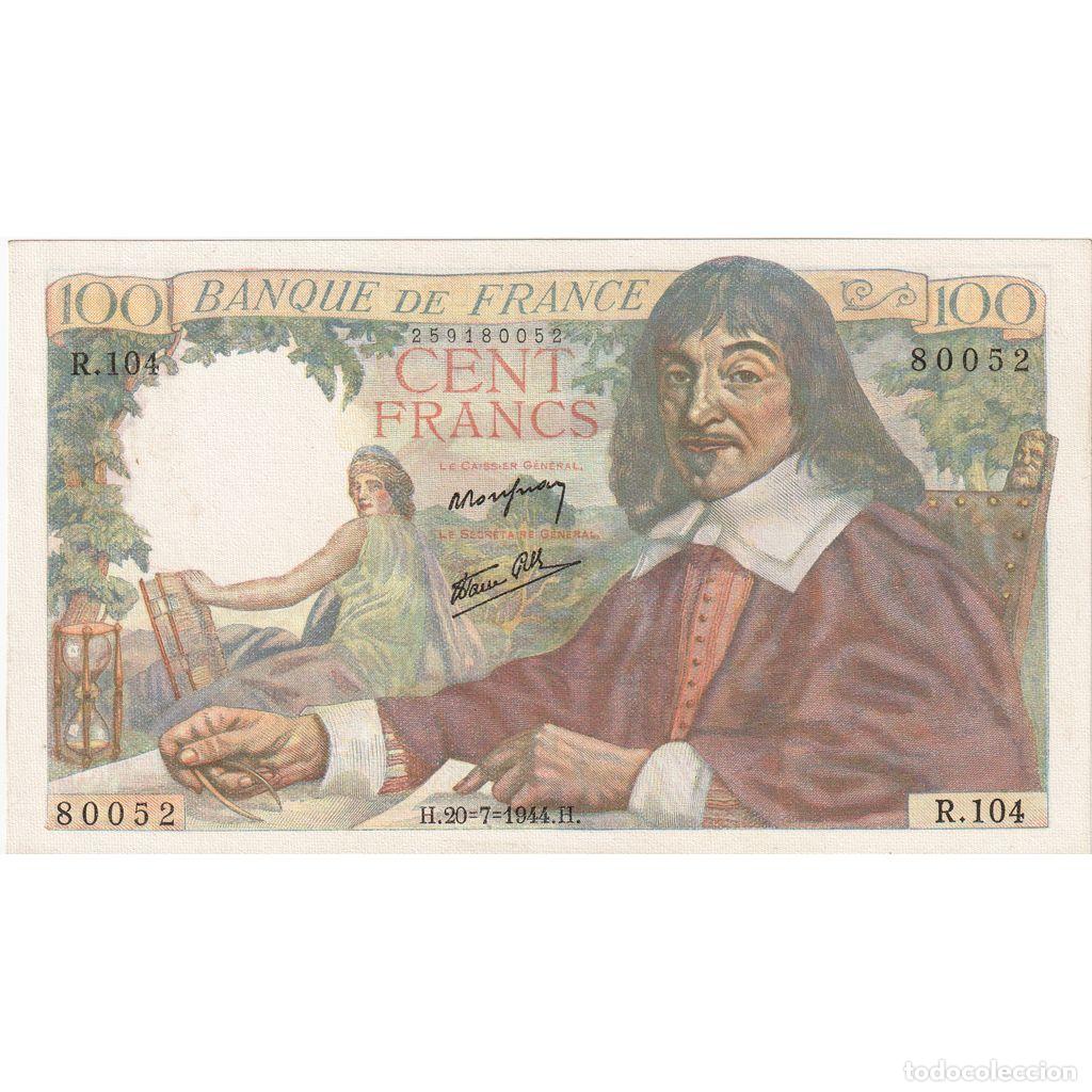 Billetes extranjeros: [#1185488] Francia, 100 Francs, Descartes, 1944-07-20, R.104, SC