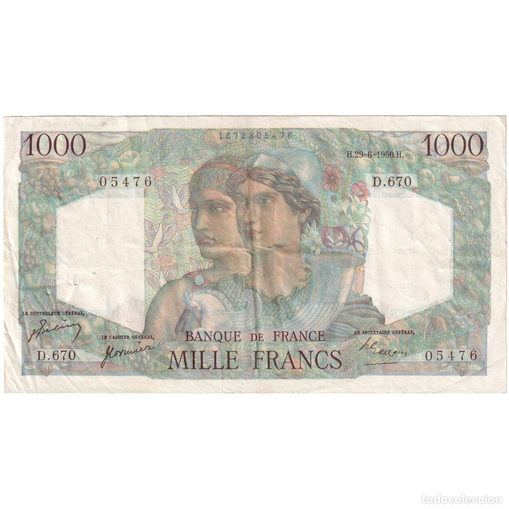 Billetes extranjeros: [#1185523] Francia, 1000 Francs, Minerve et Hercule, 1950-06-29, D.670, BC