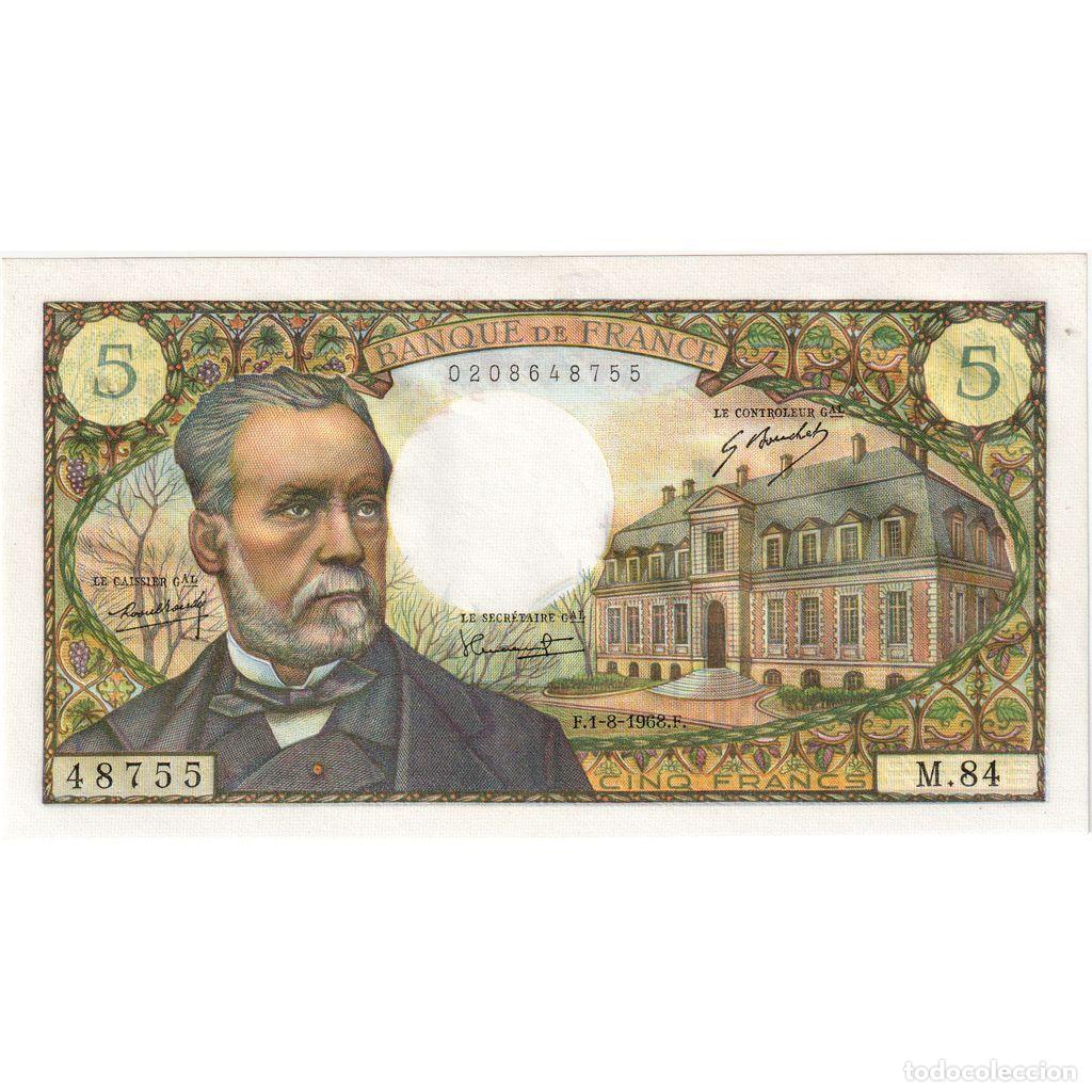 Billetes extranjeros: [#1185444] Francia, 5 Francs, Pasteur, 1968-08-01, M.84, MBC+