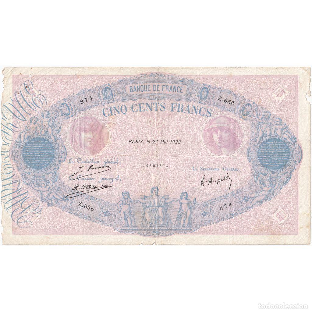 Billetes extranjeros: [#1185530] Francia, 1000 Francs, Bleu et Rose, 1922-05-27, Z.656, BC