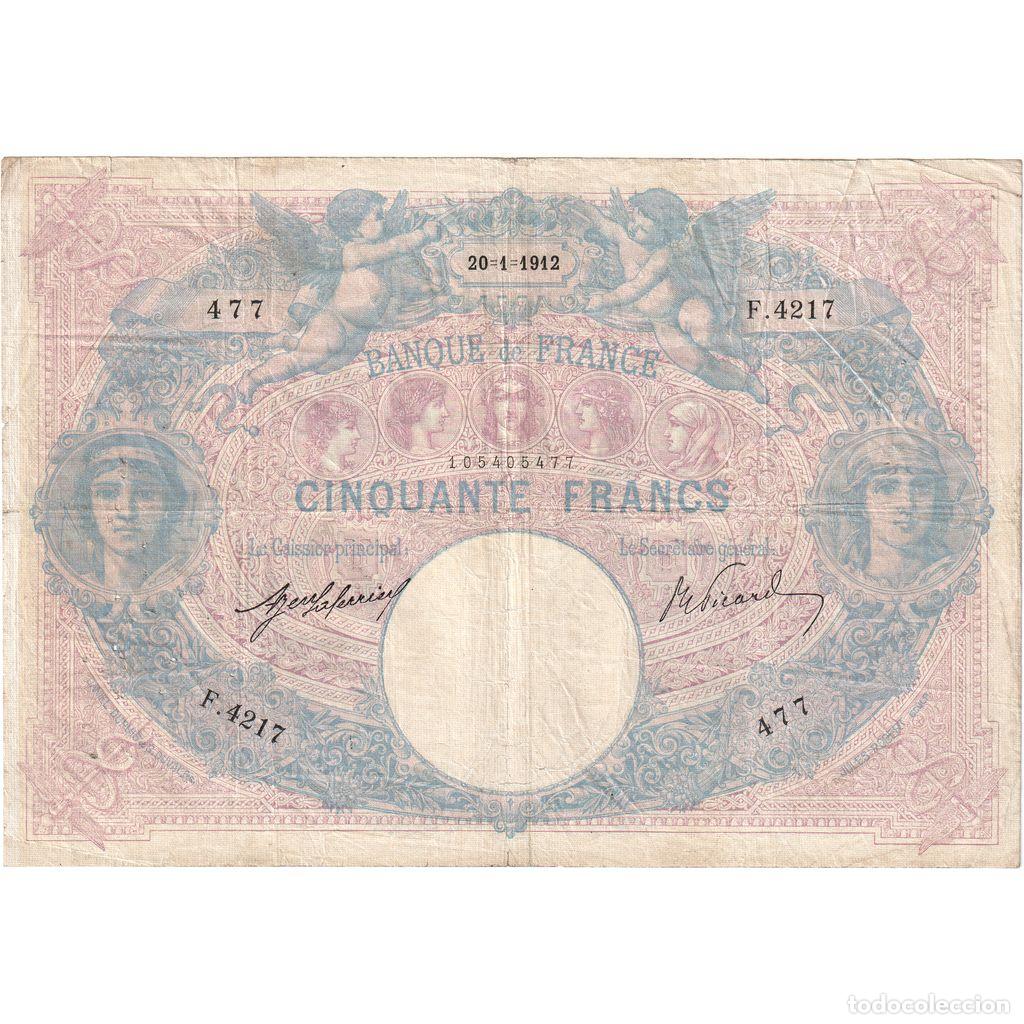 Billetes extranjeros: [#1185543] Francia, 50 Francs, Bleu et Rose, 1912-01-20, F.4217, BC