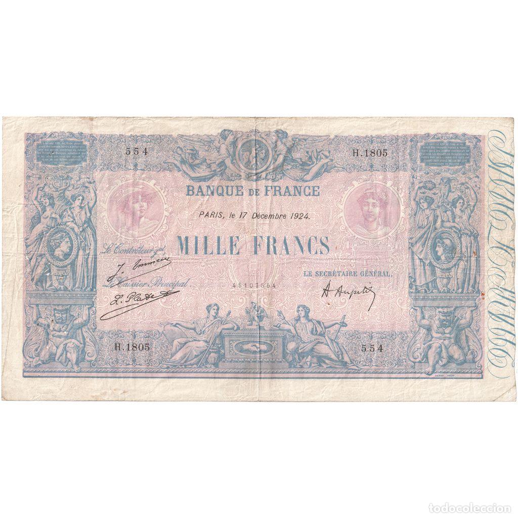 Billetes extranjeros: [#1185529] Francia, 1000 Francs, Bleu et Rose, 1924-12-17, H.1805, BC