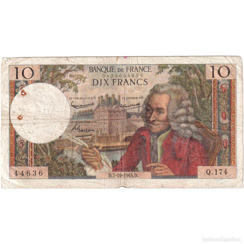 Billetes extranjeros: [#1185553] Francia, 10 Francs, Voltaire, 1965-10-07, Q.174, RC