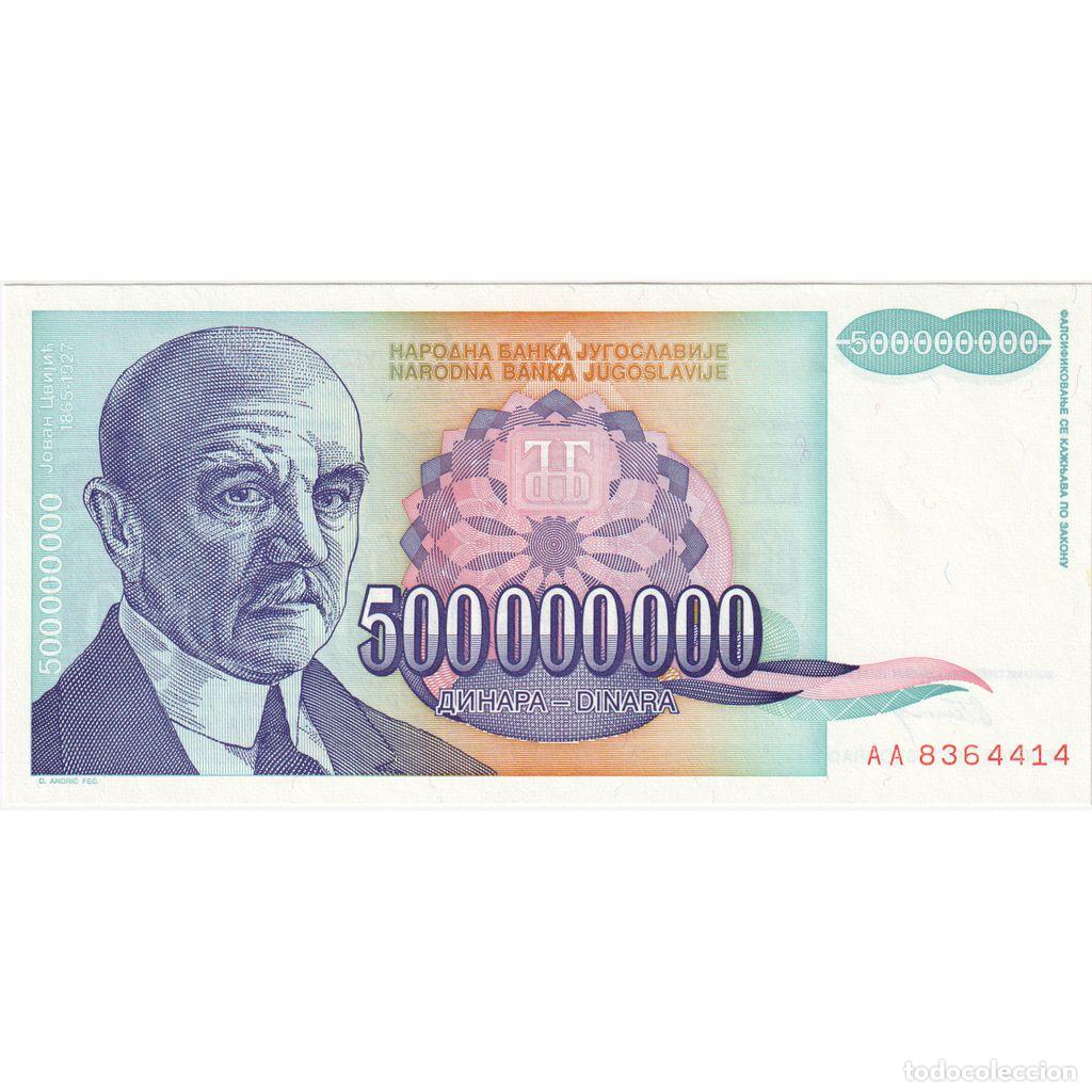 Billetes extranjeros: [#1185479] Yugoslavia, 500,000,000 Dinara, UNC