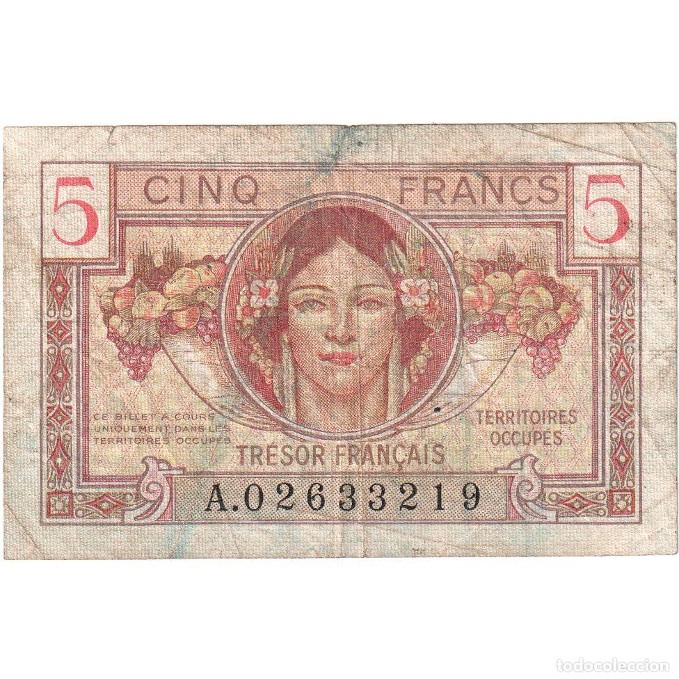 Billetes extranjeros: [#1185538] Francia, 5 Francs, 1947 French Treasury, Undated (1947), A.02633219, BC