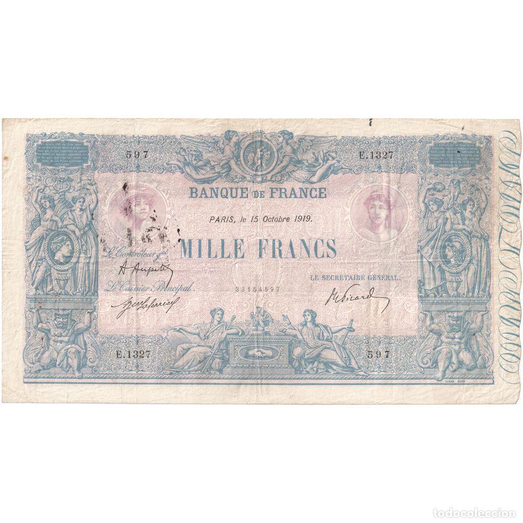 Billetes extranjeros: [#1185527] Francia, 1000 Francs, Bleu et Rose, 1919-10-15, E.1327, RC