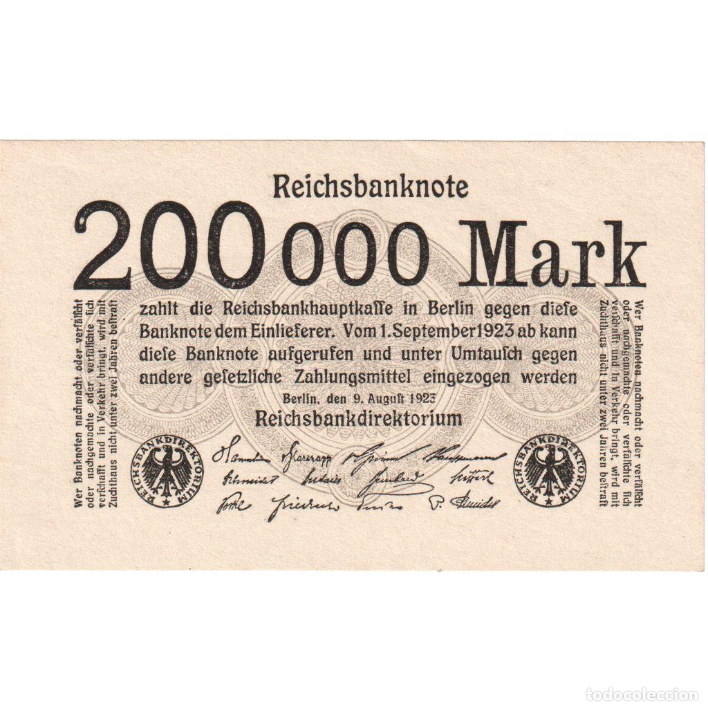 Billetes extranjeros: [#1185482] Alemania, 200,000 Mark, 1923-08-09, UNC