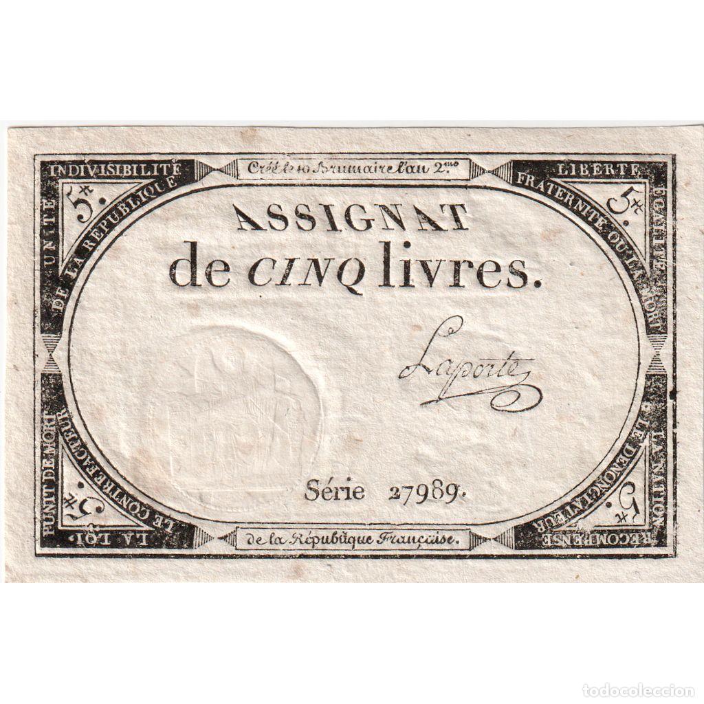 Billetes extranjeros: [#1185429] Francia, 5 Livres, 10 brumaire de l'an 2 - (31 octobre 1793), 27989, EBC