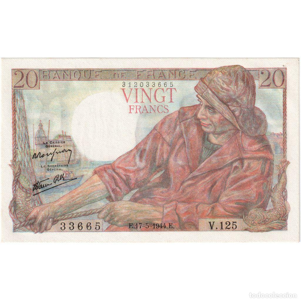 Billetes extranjeros: [#1185441] Francia, 20 Francs, P&ecirc;cheur, 1944-05-17, V.125, UNC