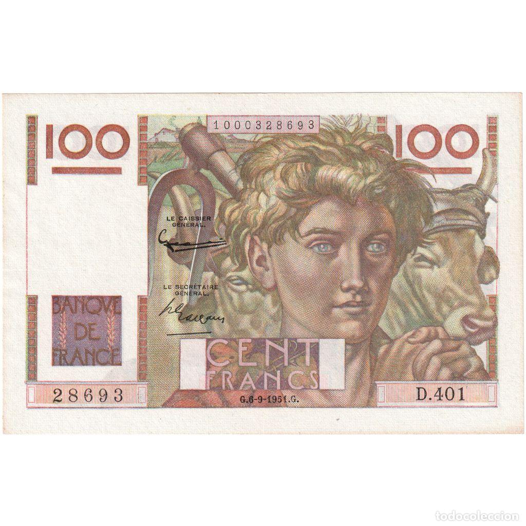 Billetes extranjeros: [#1185443] Francia, 100 Francs, Jeune Paysan, 1951-09-06, D.401, EBC